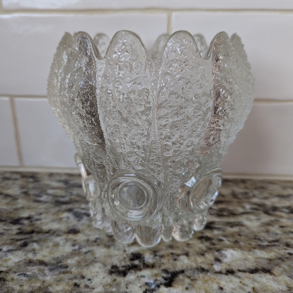 Vintage Unique Glass Vase With Coral/Floral Design